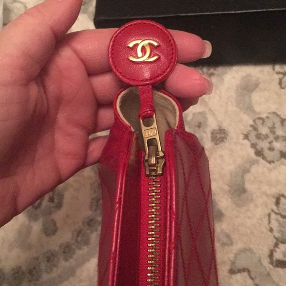Authentic Chanel Red Leather Clutch - Picture 2 of 8